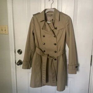 Banana Republic Classic Cotton Trench Coat Tan Khaki Size XS
